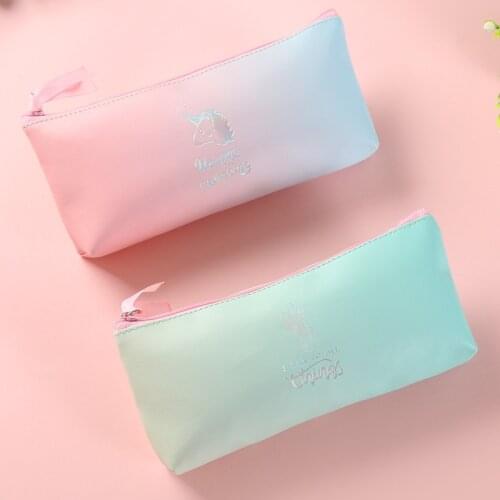 Unicorn PU Pencil Case Laser Foil Pen Cases School Supplies Stationery Gift Pencilcase School Kawaii Pencil Box School Gifts