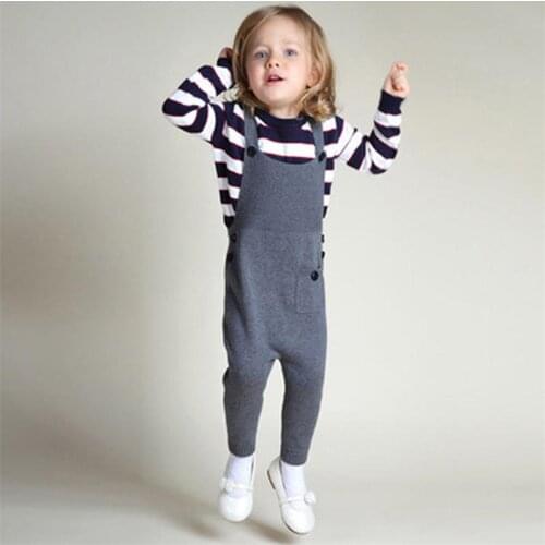 Kids Knitted Pants Boy Spring Long Trousers Girl Solid Cotton Overalls Baby Adorable Jumpsuit Children Clothes YAOYAO BEAR 1-5Y