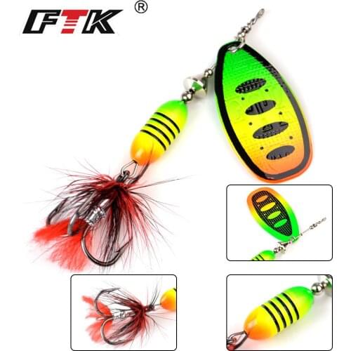 FTK 1pc Fishing Lure Spinner Bait Tackle Hooks 17.5g 8.5cm Metal Jig Fishing Gear Arttificial Bass Feather Wobblers Tackle