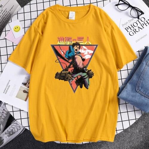 Attack On Titan Cartoon Print T Shirts Mens Harajuku Hip Hop T-Shirts 2020 Summer Harajuku T-Shirts Fashion Brand Male Tops