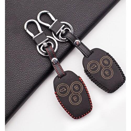 Smooth 100% Leather Car Key Chain Key Cover for Renault / Opel Vivaro Movano Car Shield 3 Button Car Remote Key Box