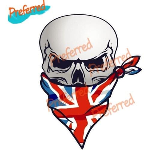 GOTHIC BIKER Pirate SKULL with Face Bandana&Union Jack British Flag Decal Motocross Racing Laptop Helmet Trunk Wall Car Sticker