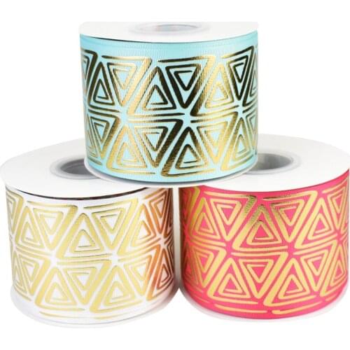 HSDRibbon free shipping 75mm 3 inch hsd-design series foil on Solid Grosgrain Ribbon