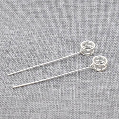 6pcs of 925 Sterling Silver Eyepins with Overlap Coin Design Bails for Jewelry Making