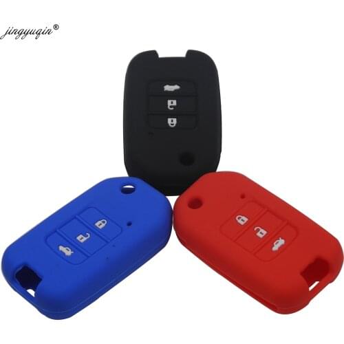Jingyuqin 3 Button Car Key Fob Cover Case For Honda Civic CR-V HR-V Accord Jade Crider Odyssey 2015- 2018 Remote Protector