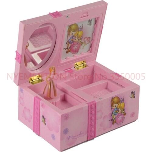 Girl Music Box Childrens Musical Jewellery Box Rectangle with Pink Ballerina Alice in Wonderland music box jewelry box 20pcs