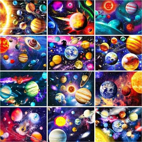 Scenery DIY Diamond Painting Universe Diamond Embroidery Full Round Drill Cross Stitch Kits Space Mosaic Home Decoration
