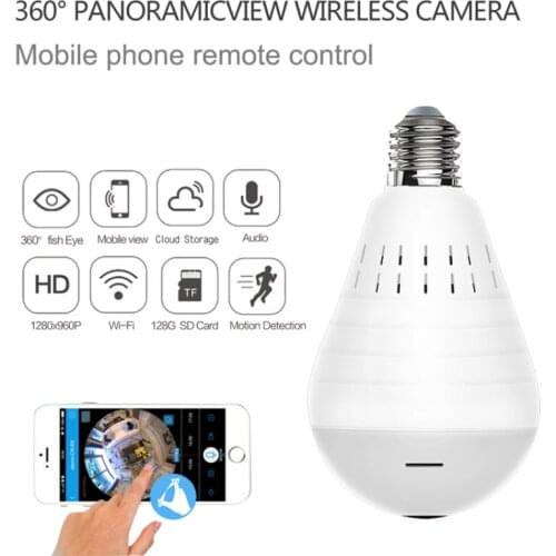 New 960p Wifi Panoramic Camera Bulb 360 Degree Fisheye Wireless Home Security Video Surveillance Bulb Bidirectional Audio Bulb
