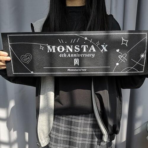 Kpop Monsta X Non-woven Fabric 4TH Anniversary New Album FOLLOW Find You HYUNGWON I.M JOOHEON MINHYUK Hand Banner FH105