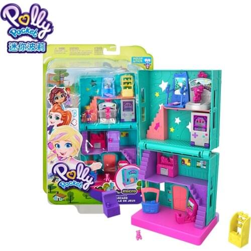 Original Polly Pocket Store Treasure Box Shopping Scenes Play House Doll Houses Girls Toys