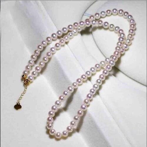6mm white Natural pearl necklace gold clasp extend chain freshwater pearl Woman Jewelry 35cm 43cm 14'' 17