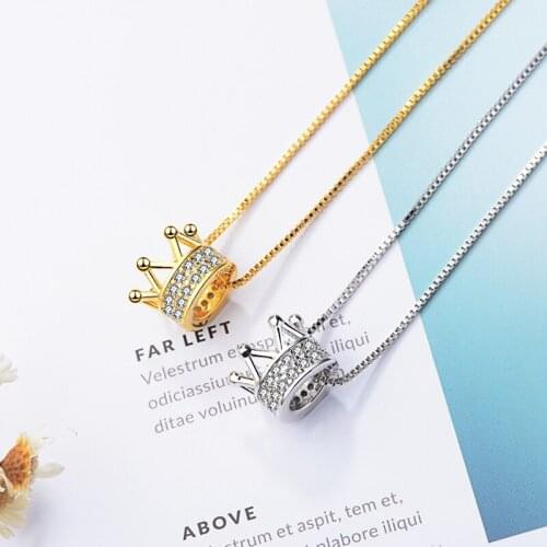 Crown Pendant Necklace Bling Zircon Inlaid Korean Style Queen Fashion All-Match Gifts For Women Jewelry Accessories Necklace