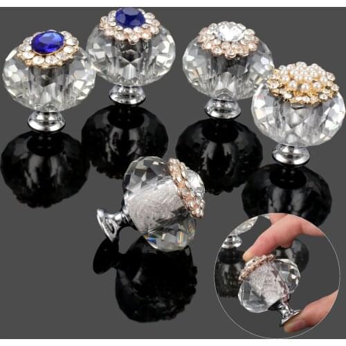 42mm Crystal Diamond Glass Knobs Cupboard Pulls Cabinet Knobs and Handles Kitchen Handles Furniture Handle dolap kulpu