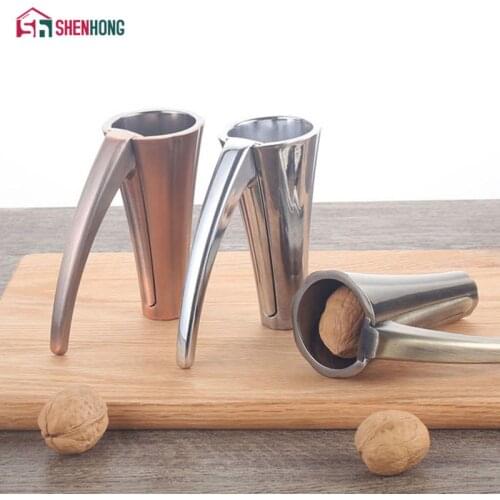 SHENHONG Zinc Alloy Pecan Nut Cracker Walnut Nutcracker Pine Cascanueces Sheller Funnel Frosted Grips Pliers Clamp Kitchen Tool