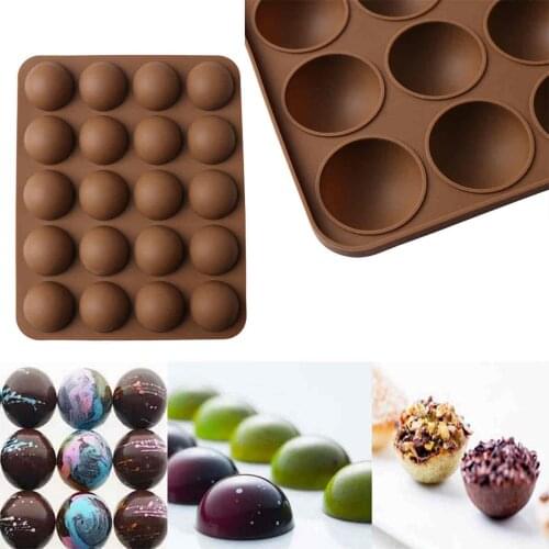 Silicone 20-Half Ball Chocolate Moulds Fondant Cake Candy Decor Baking Tools
