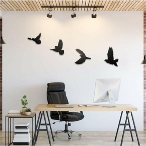 Decorative Modern 2021 Trend Nice Display 25x20 Cm Home Quad Flying Bird Ornament Freedom Wall Decor Wood Paste designed