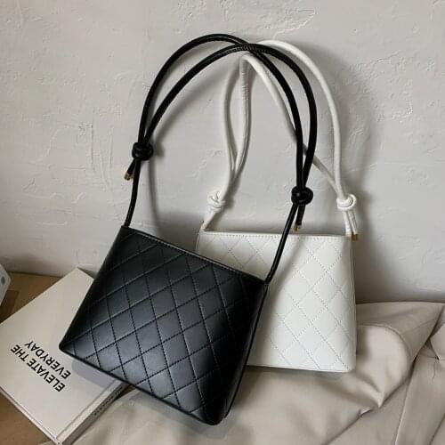 Fashion Lattice Pattern Crossbody Handbag Women PU Leather Solid Color Shoulder Bags Simple Casual Female Travel Messenger Pouch