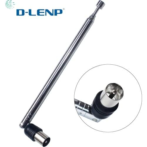 Dlenp 15dbi Telescopic TV Antenna HDTV AERIAL Radio DVD Antenna 6 Sections IEC Male Connector