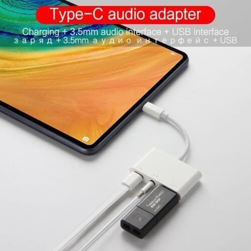 USB C to USB charge 3.5mm AUX Headphones Adapter For Huawei MatePad Pro 12.6 10.4 10.8" Type C to 3.5 Jack Earphone Audio cable