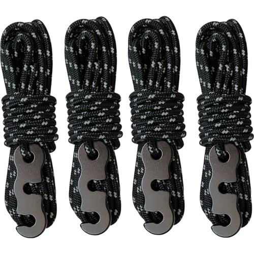 Military 4pcs Wind Rope with S-Shaped Hooks Buckle for Outdoor Camping Hiking Survival Parachute Cord Lanyard Tents Rope Strap