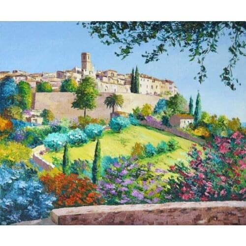 High quality Oil painting Canvas Reproductions Saint Paul de Vence By Jean Marc Janiaczyk hand painted