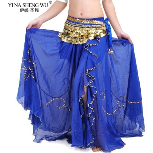 Belly Dance Costume Long Maxi Skirts Chiffon High Split Belly Dance Skirts Women Sexy Oriental Dance Performance Stage Clothing