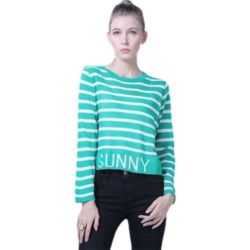 2021 Summer Fashion Loose Women Striped Thin Sweater Plus Size Knit Pullover Female Long Sleeves O-Neck Blouses