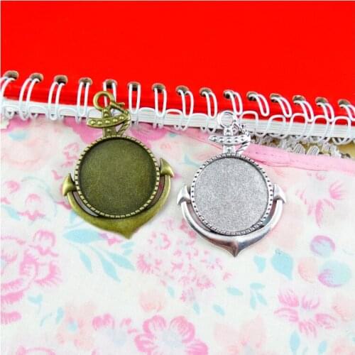 10pcs 25mm Inner Size Antique Bronze Plated Antique Silver Color Anchor Base Setting Charms Pendant