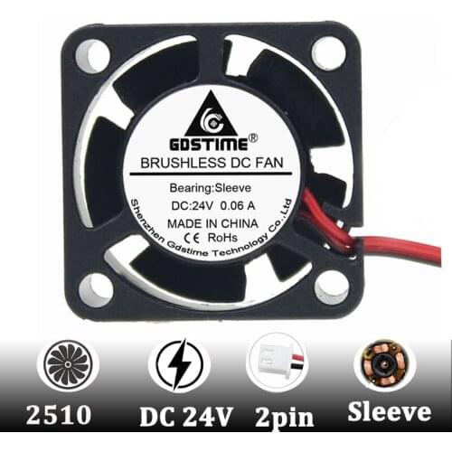 GDSTIME 500PCS 25mm Cooling Fan 24V 25mmx25mmx10mm Mini DC Brushless Computer Case Cooler Fan