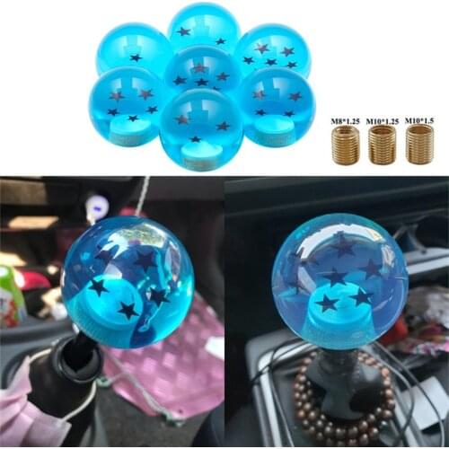Car Interior Accessories for Universal Shift Knob Shifter Lever 1-7 Star Acrylic Blue Round Ball Car Gear Shift Knob with Screws