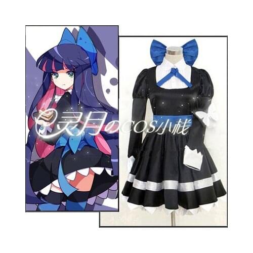Anime Panty & Stocking Cosplay Costume Stocking Fashion Informal Dress Female Black Carnival Role Play Clothing Custom-Make Any