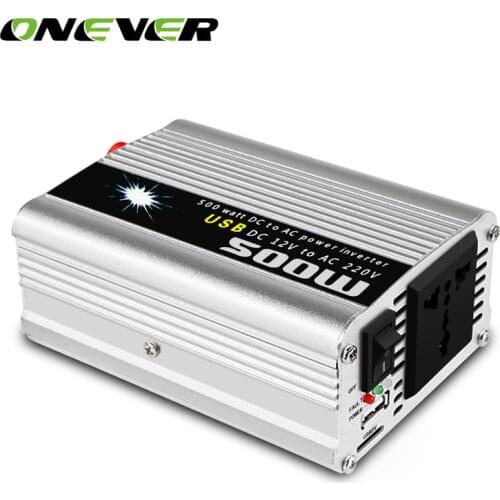 Onever 500W Car Inverter 12v 220v 50Hz Auto Inverter 12 220 Cigarette Lighter Plug Power Converter Inverter Peak Power 1000W
