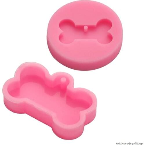 Shiny Dog bone silicone keychain Mold epoxy resin mould dog tag label Molds handmade DIY Jewelry Making