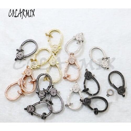 5pcs Big Lobster Clasp hook pendants mix colors zircon accessories for necklace chain fashion jewelry for women 50123