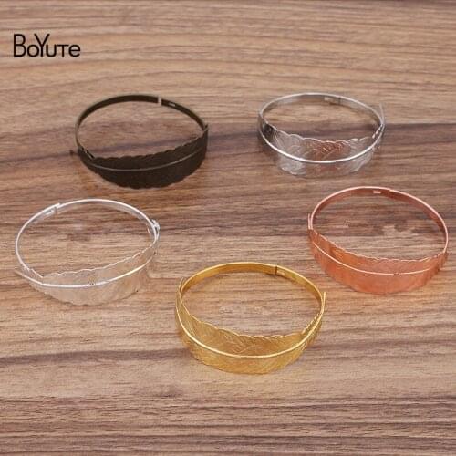 BoYuTe (5 Pieces/Lot) 65*60MM Metal Brass Big Leaf Bangle Bracelet Base Vintage Style Handmade Diy Jewelry Accessories Materials