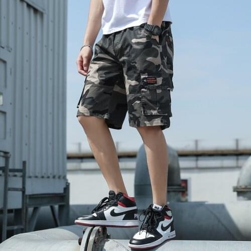 Mens breeches under armour pants summer casual loose casual cotton shorts cropped trousers camouflage clothing bermuda Cargo