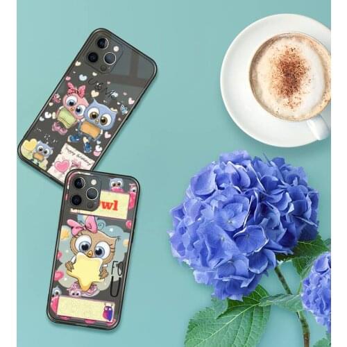 Cute Owl Lover Cartoon Phone Case For iPhone 12 11 8 7 se 2020 pro X XS XR MAX Plus Black Transparent Cover