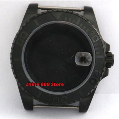 40mm black PVD case sapphire glass fit ETA2836 NH35 36 Mingzhu DG2813 3804 Miyota8205 8215 821A movement Ceramic Bezel Insert