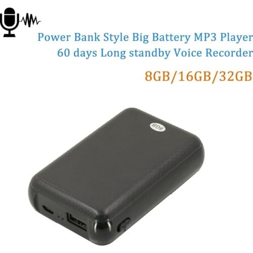 32GB Digital Voice Recorder Voice Activated 1100hrs Recording Powerbank Usb Output Audio Sound Dictaphone Portable MP3 Player