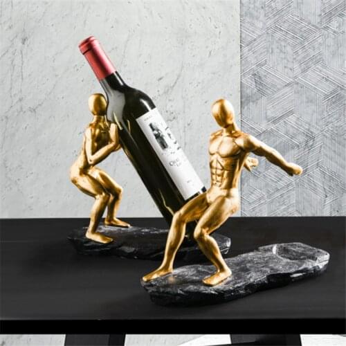 Resin Golden Man Decoration Frunishings Resin Retro Red Wine Rack Decoration Birthday Gifts Ornaments House Supplier