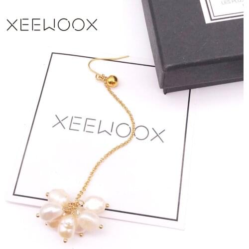 Water Drop Long Real Pearl Drop Earring Gold Color Woman Statement Drop Earring XEEWOOX Design Party Gift