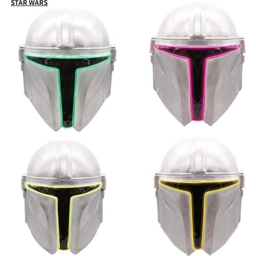 Halloween Star Wars White Soldier Helmet florescent light Dress Up Mask Black Warrior The Mandalorian Cosplay Emulsion