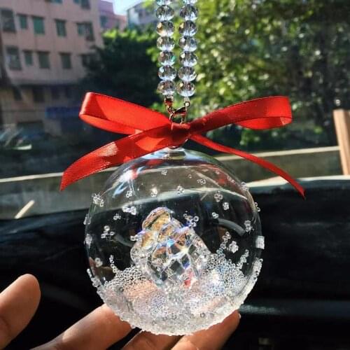 Crystal Gift Box Ball Fashion Pendant Interior Rhinestone Bling Ornament Hanging Dangle Charm Car Christmas Decoration