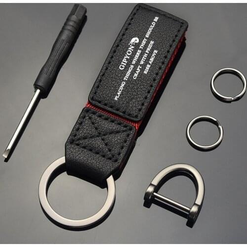 Car leather key chain head leather gift gift with horseshoe buckle small ring screwdriver pendant