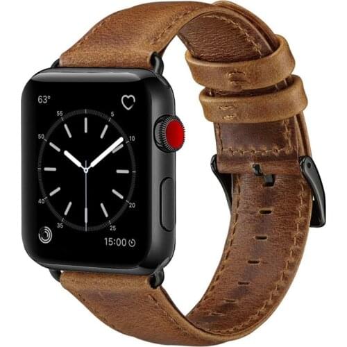 Leather band For Apple Watch 4 42mm 44mm , VIOTOO Black Bracelet Men Brown Leather Watch Band Strap for iwatch 4 3