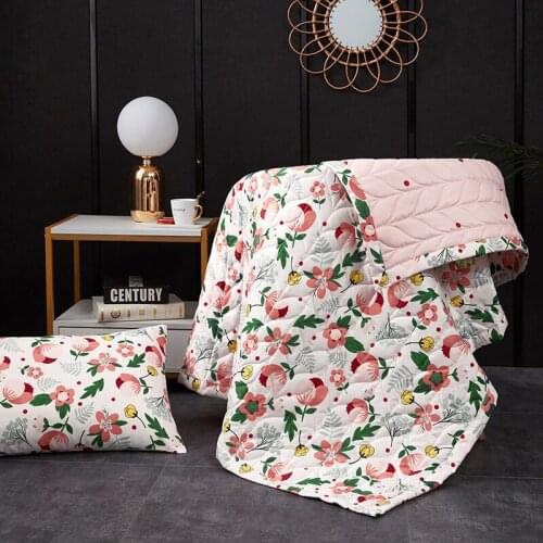 Summer Printing Air Condition Quilt Blanket Throw Quilts Pillowcase Comforter Single Double Sofa Office Travel Home Textiles #s