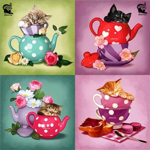 New Flower Stacking Cups with Cats Metal Cutting Dies Lovely Animals Pet Tea Party Die Stencil For DIY Scrapbooking Card Craft
