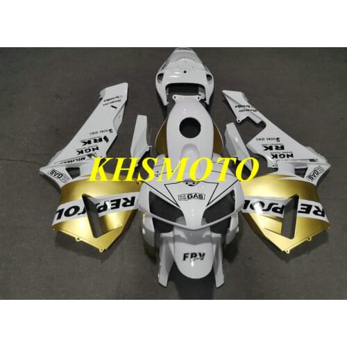 Motorcycle Fairing Kit for CBR600RR F5 05 06 CBR 600RR 2005 2006 600 RR ABS White Golden Bodywork+Gifts HJ71