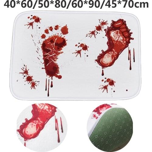 Soft Halloween Style Rug Decoration Blood Footprints Non-slip Mat Bathroom Carpets Tapis De Bain Toilet Non-slip Bathroom Rug