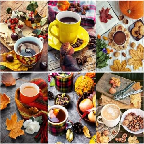 RUOPOTY Picture DIY Oil Painting By Numbers For Adults With Frame Tea Cake Drawing Coloring By Numbers For Home Decors